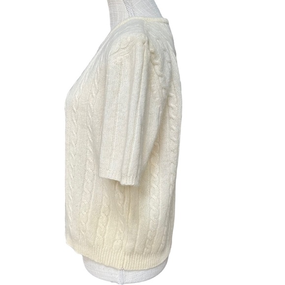 Vintage By Katherine Bishop Wool & Angora‎ Blend Cable Knit Short Sleeve Sweater - Picture 2 of 10